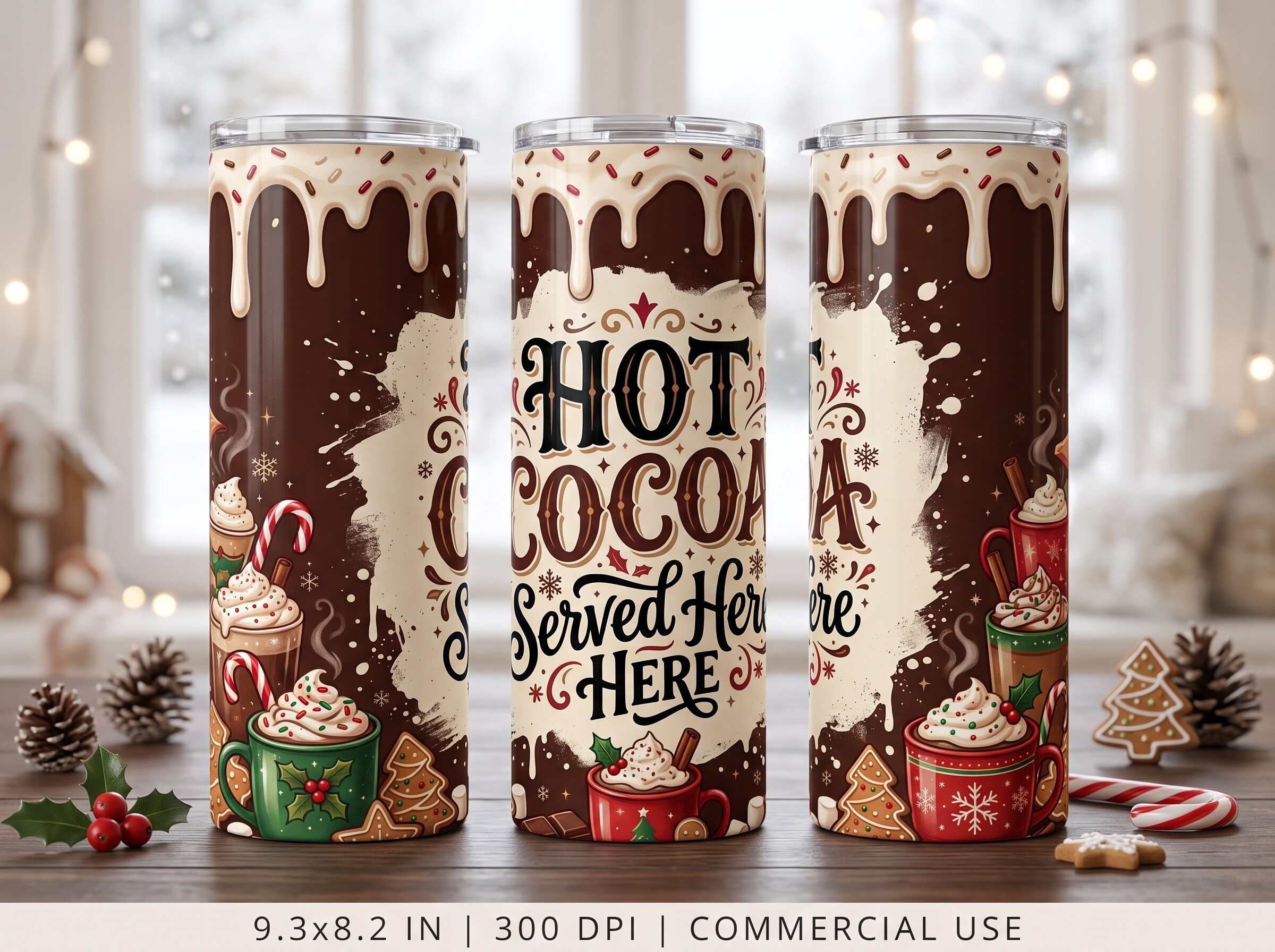 Christmas Hot Cocoa Tumbler Wrap PNG