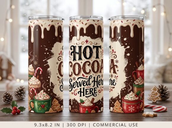 Christmas Hot Cocoa Tumbler Wrap PNG
