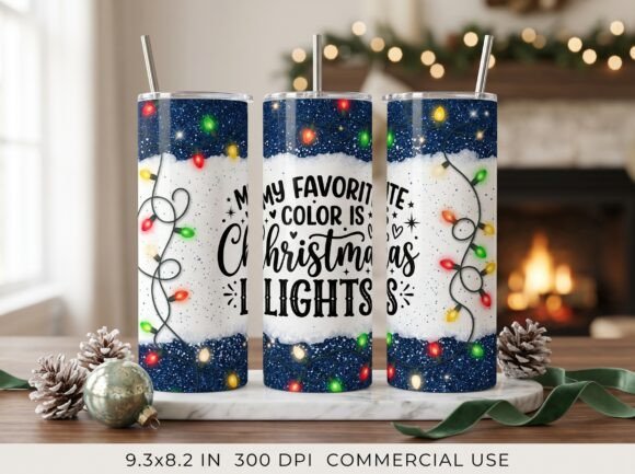 Christmas Lights 20oz Skinny Tumbler Wra