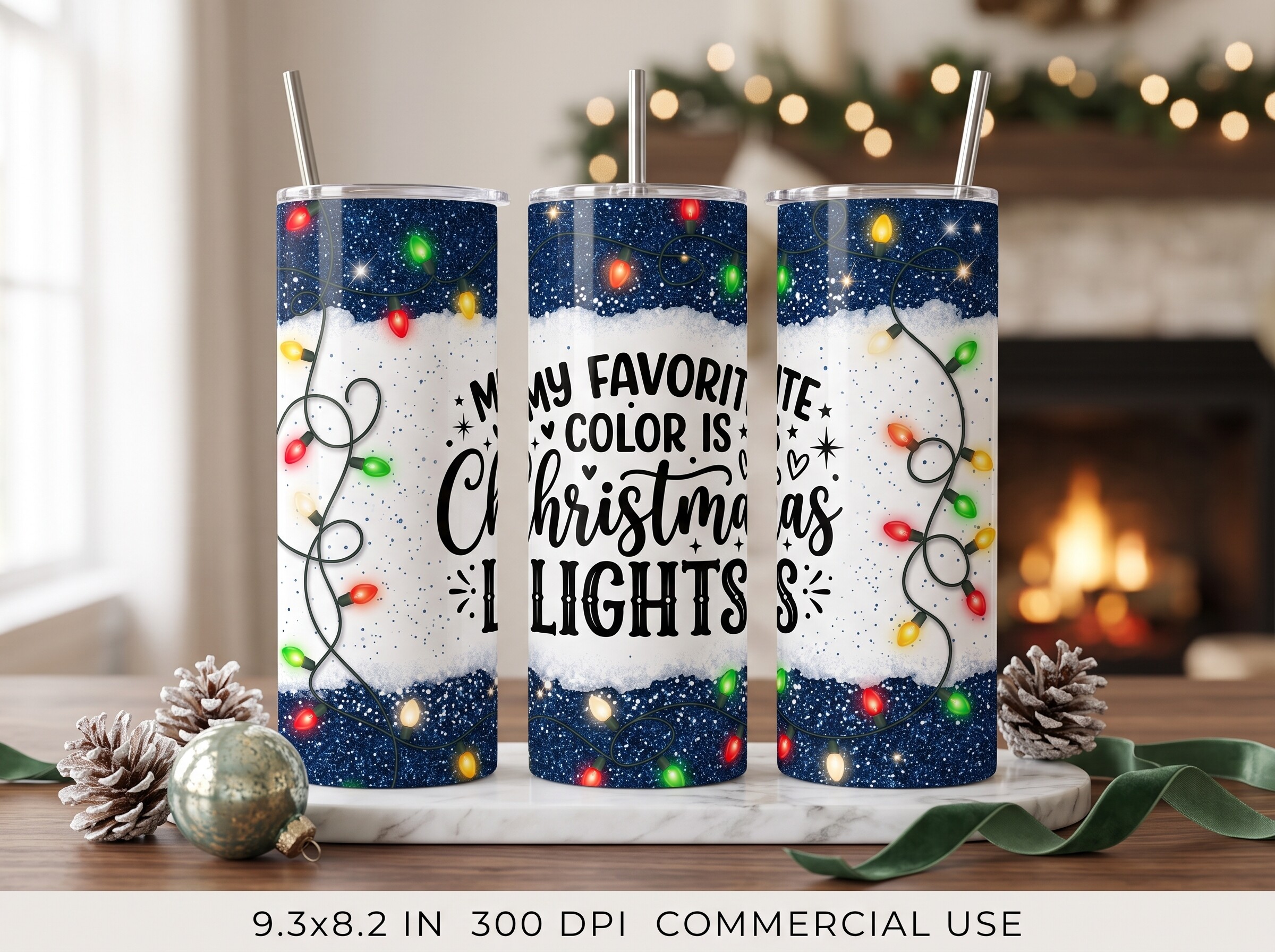 Christmas Lights 20oz Skinny Tumbler Wra