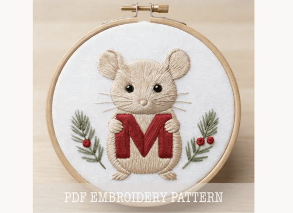 Christmas Mouse Monogram Embroidery PDF