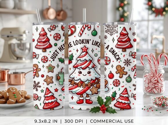 Christmas Tumbler Wrap Snack PNG Design