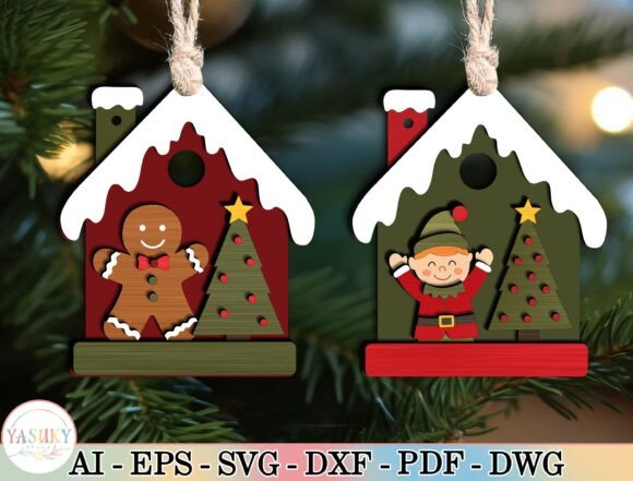 Christmas Village Ornament Svg Bundle Laser Cutting
