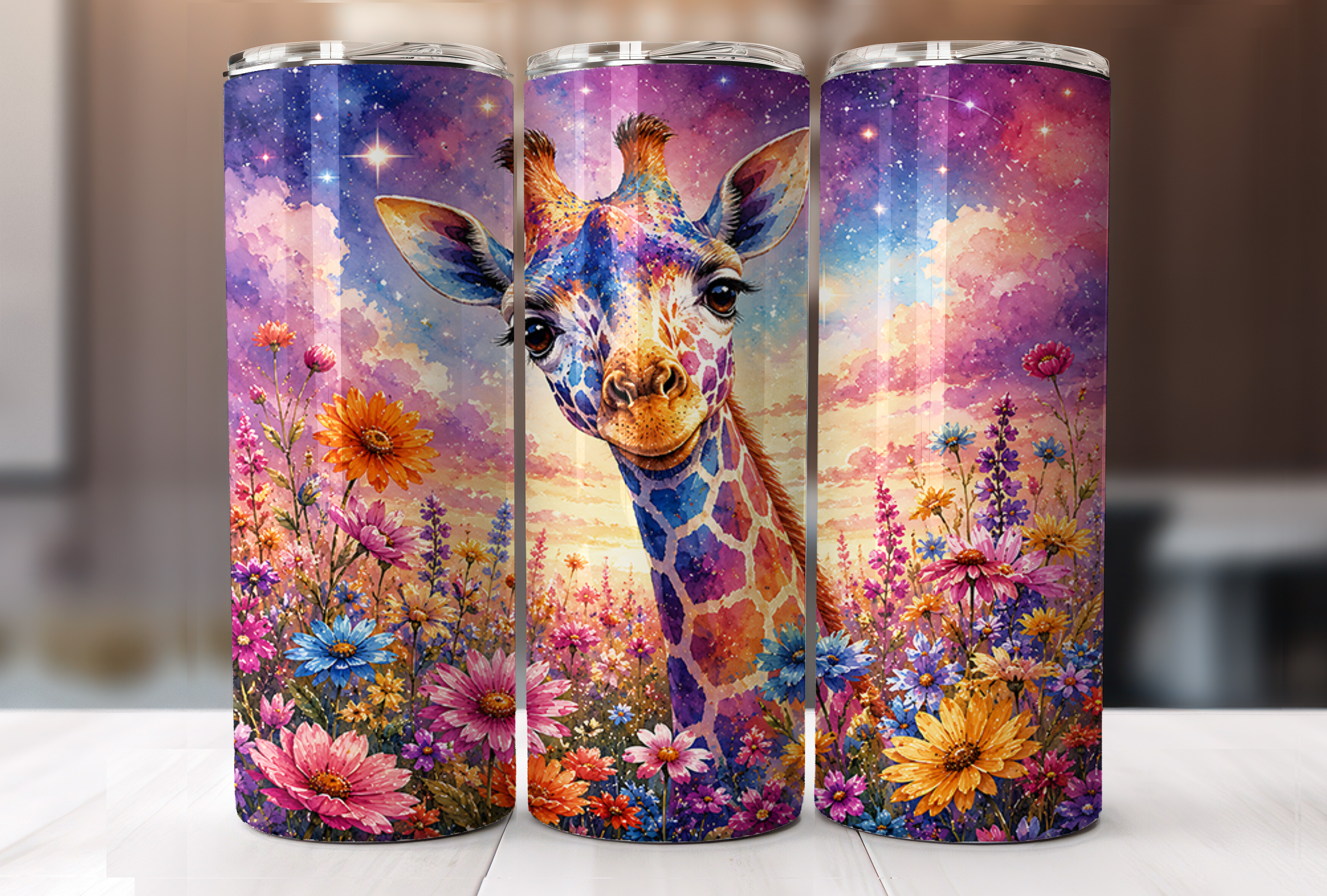 Colorful Giraffe Flower 20oz Tumbler PNG