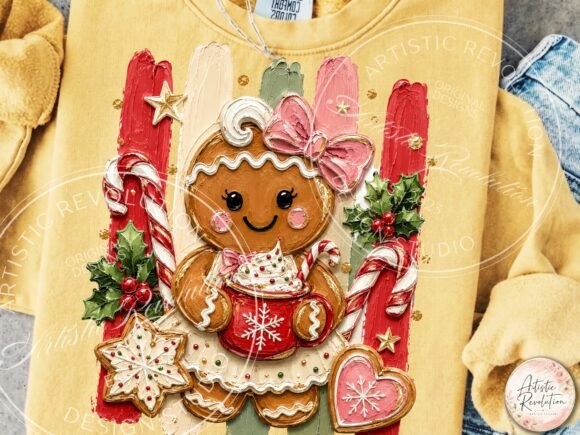 Coquette Christmas Gingerbread Girl PNG