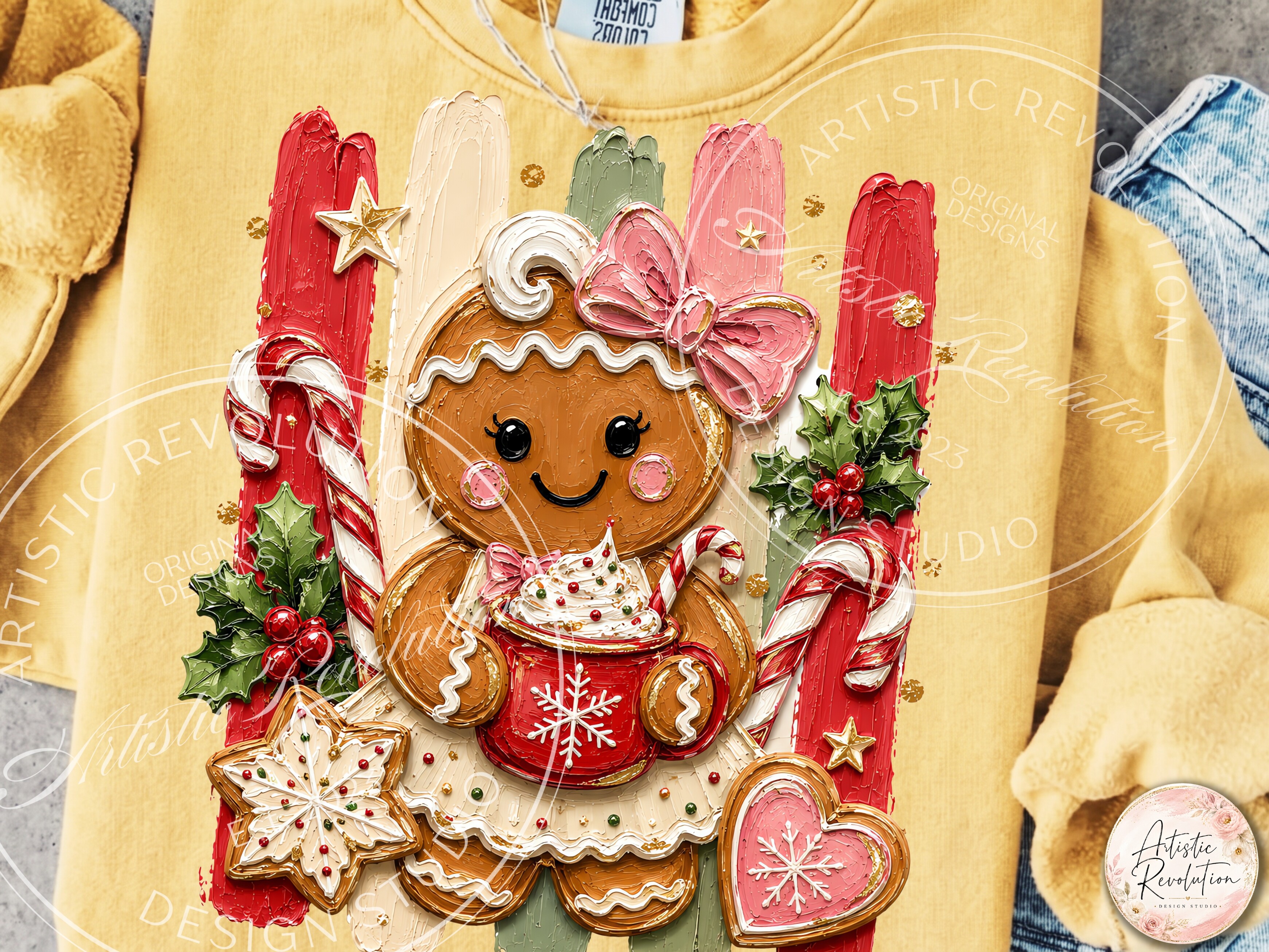 Coquette Christmas Gingerbread Girl PNG