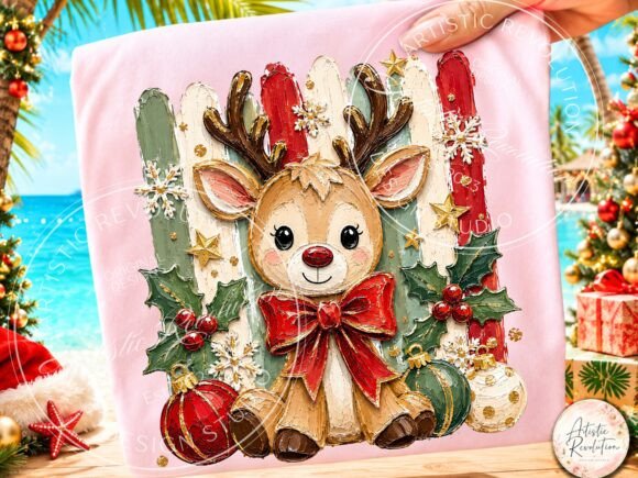 Coquette Christmas Reindeer PNG