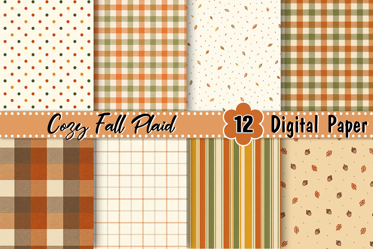 Cozy Fall Leopard & Plaid Digital Paper
