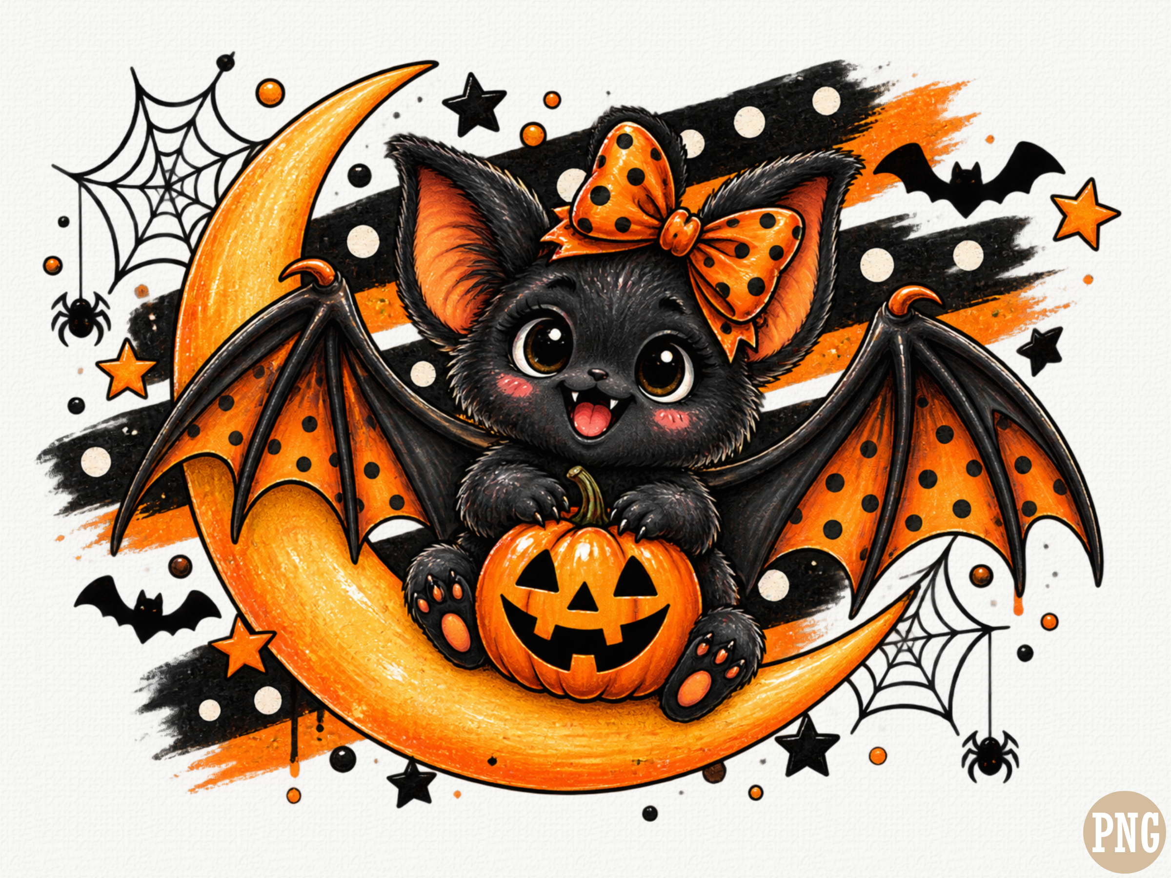 Cute Black Cat Halloween PNG, Bat Wing C