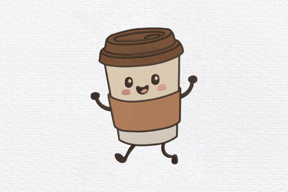 Cute Coffee Cup Embroidery Design