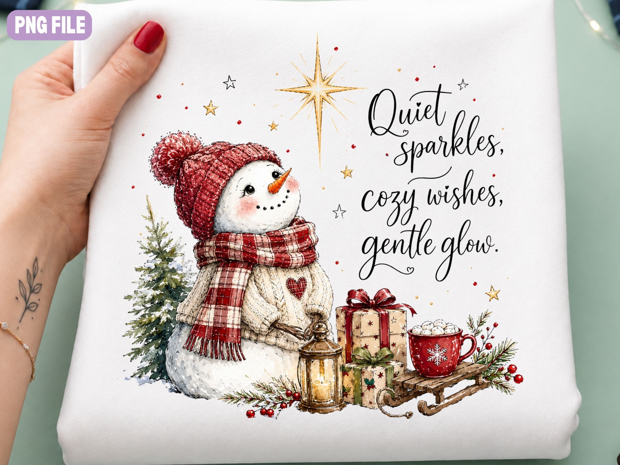 Cute Snowman Christmas PNG, Cozy Winter