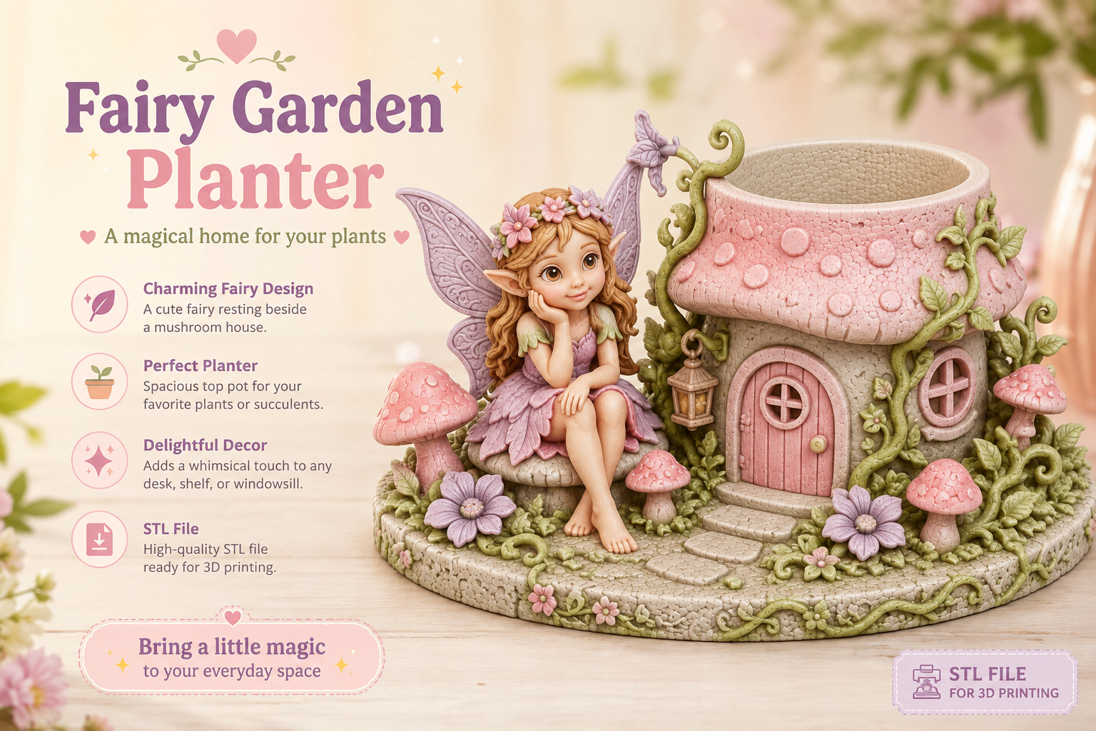 Fairy Garden Planter STL | 3D Printable Succulent Pot - Image 3