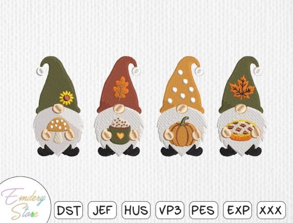 Fall Gnome Embroidery Design