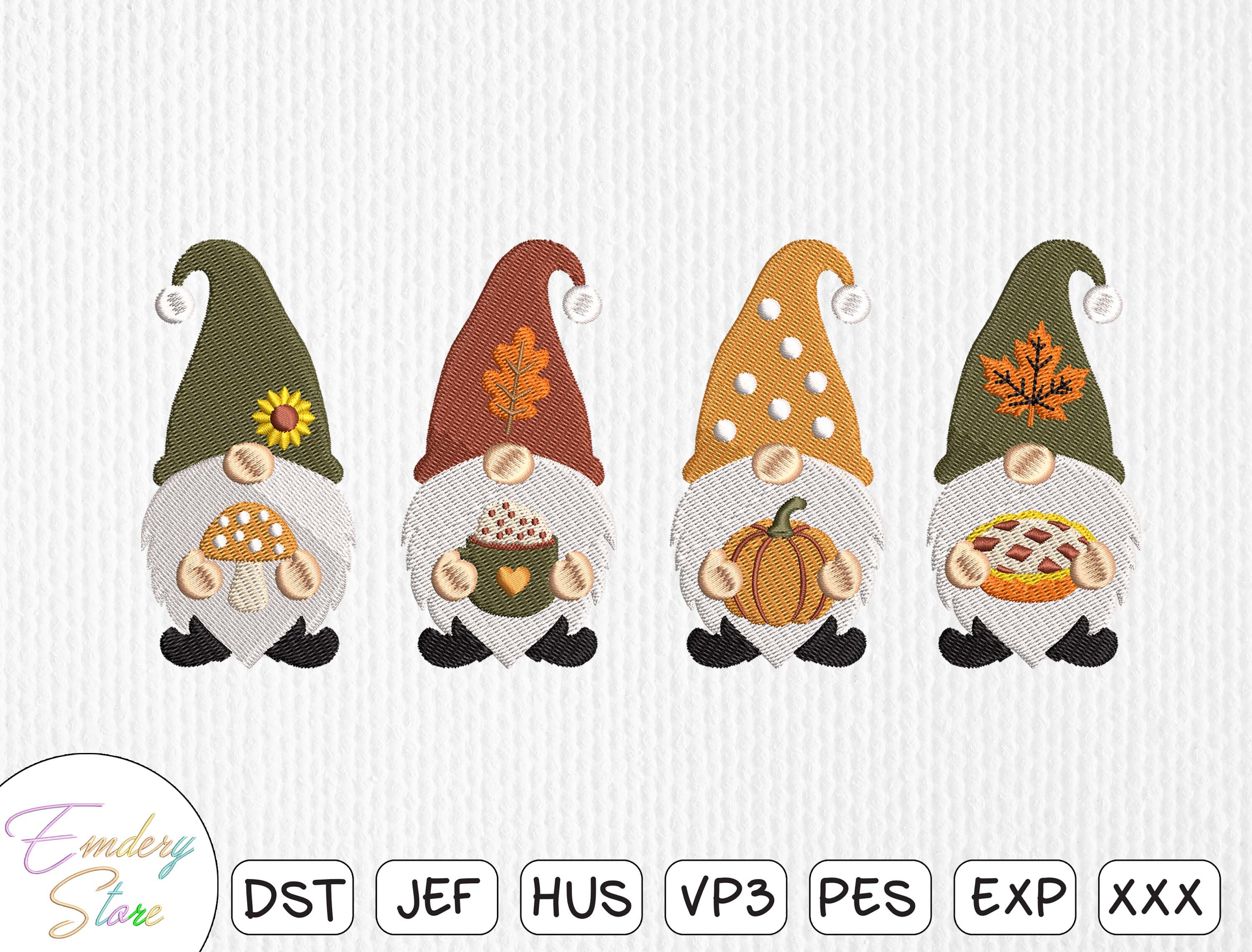 Fall Gnome Embroidery Design