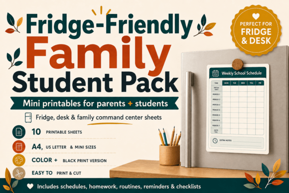 Family School Fridge Printables