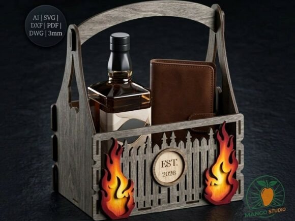 Fire Flame Wooden Gift Box Laser Cut SVG