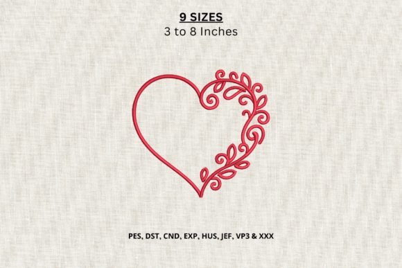Floral Heart Machine Embroidery Design