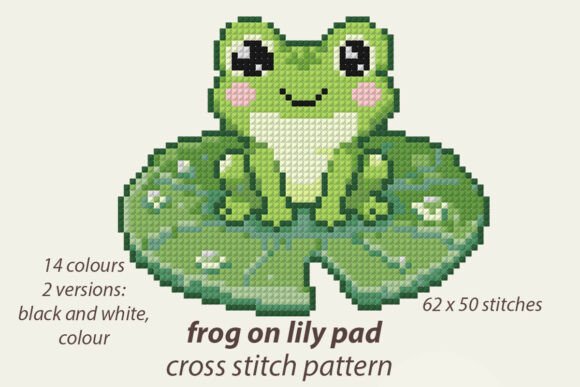 Frog on. Lily Pad Cross Stitch Pattern