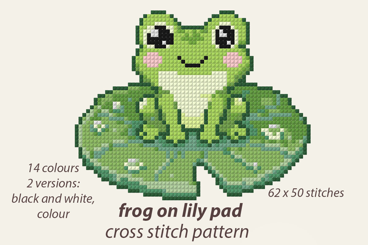 Frog on. Lily Pad Cross Stitch Pattern