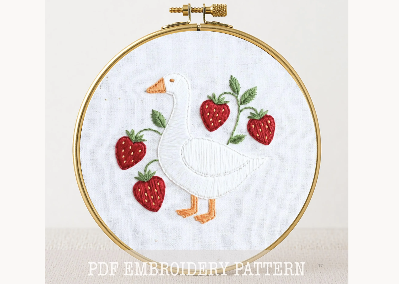Goose Strawberry Hand Embroidery PDF