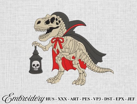 Halloween Dinosaur Embroidery Design