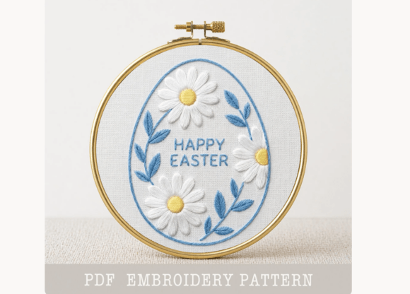 Happy Easter Egg Hand Embroidery PDF