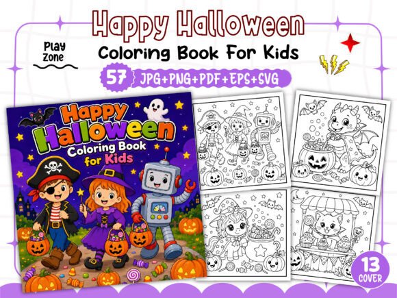 Happy Halloween Coloring Book for Young Artists