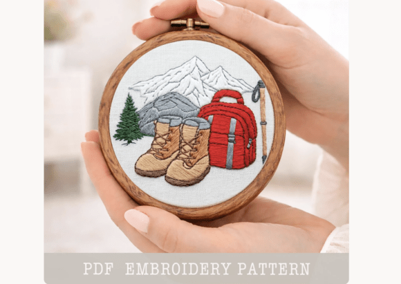 Hiking Boots Hand Embroidery PDF