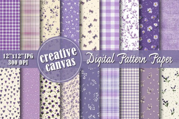 Lavender Floral Digital Paper Bundle