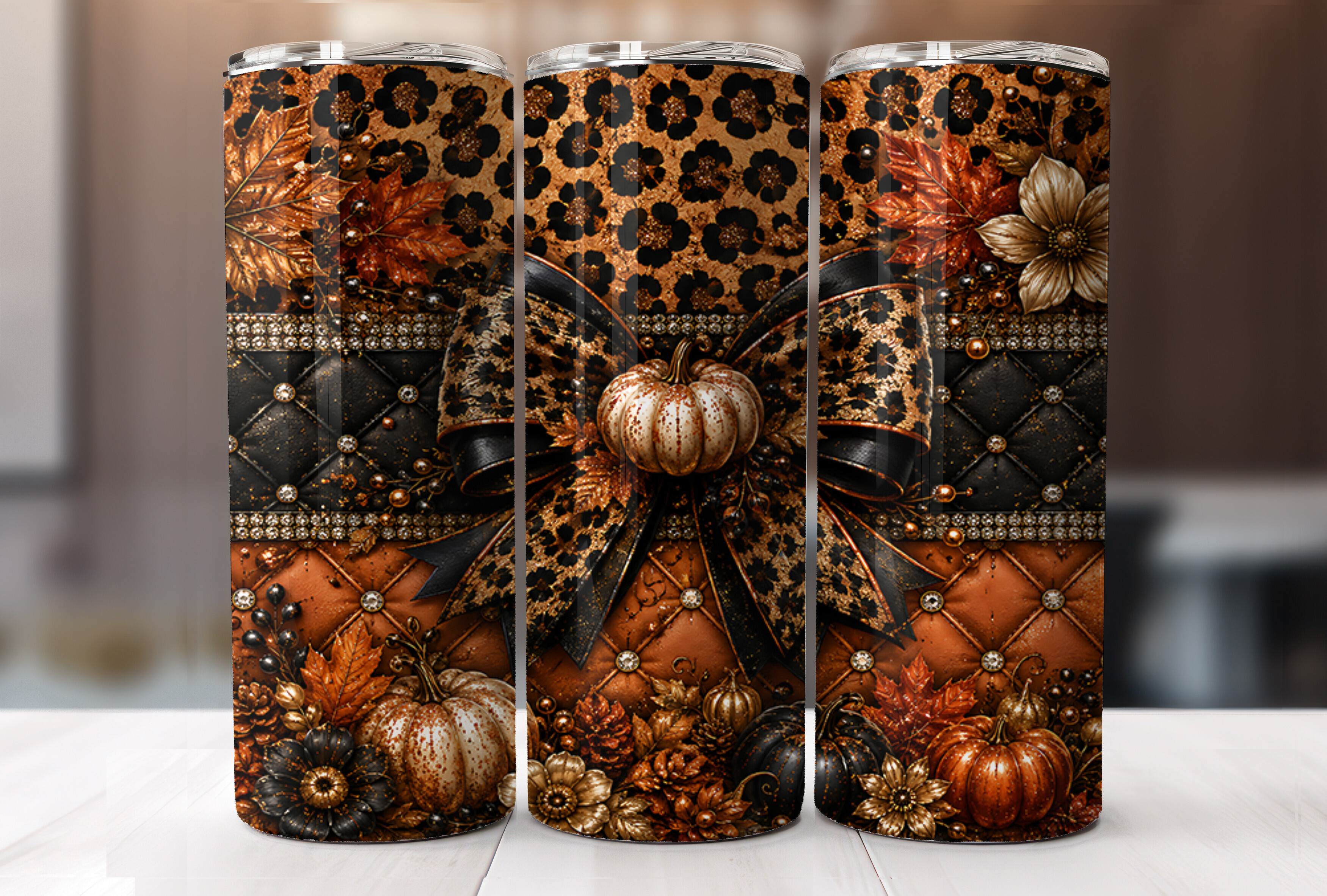 Leopard Pumpkin Fall 20oz Tumbler Wrap
