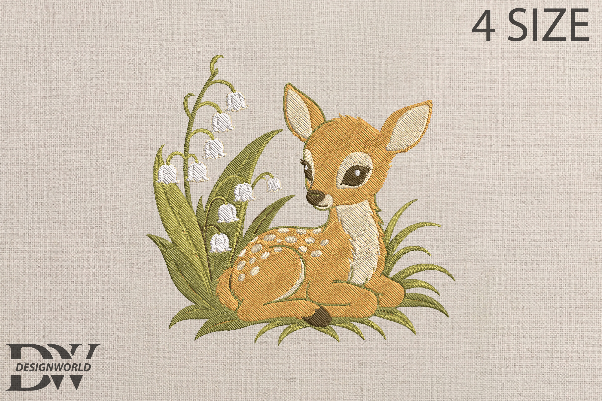 Lily Deer Embroidery Design