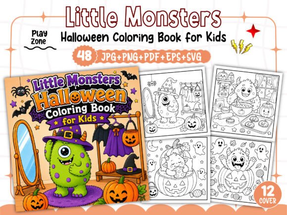 Little Monsters Halloween Coloring Pages for a Fun Book Project