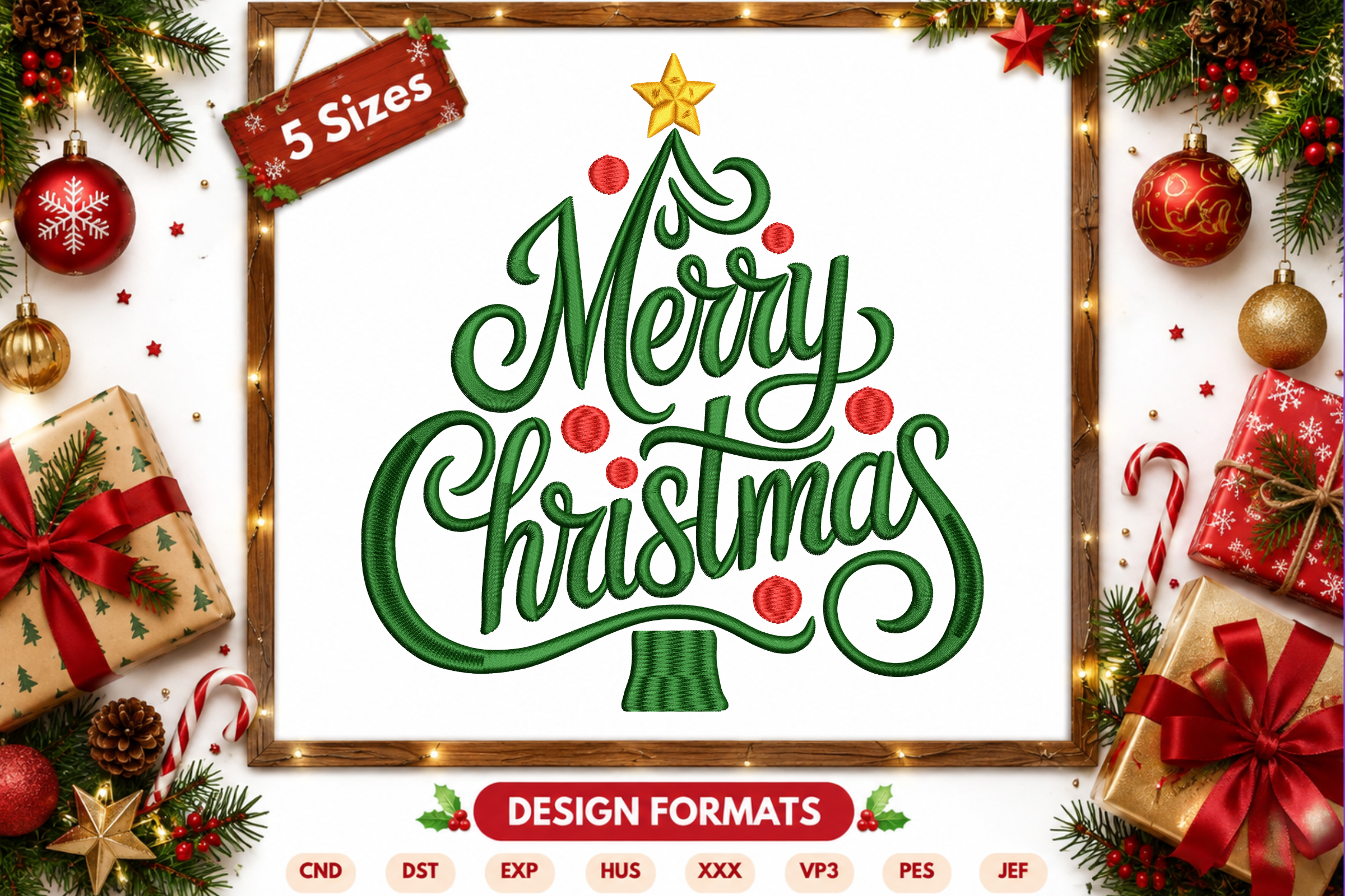 Merry Christmas Embroidery Design - photo 1