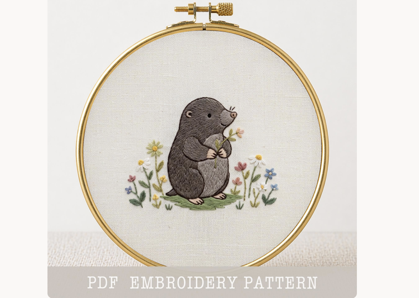 Mole Flower Hand Embroidery PDF Pattern