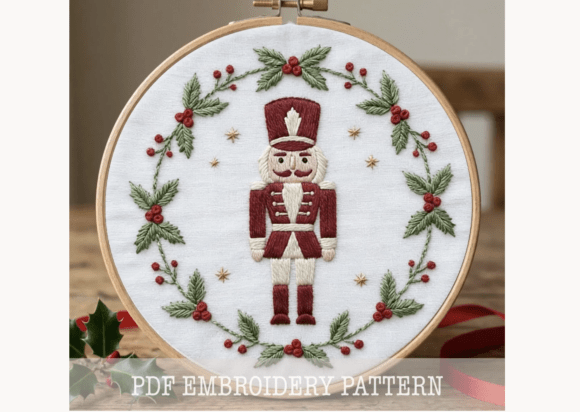 Nutcracker Wreath Hand Embroidery PDF