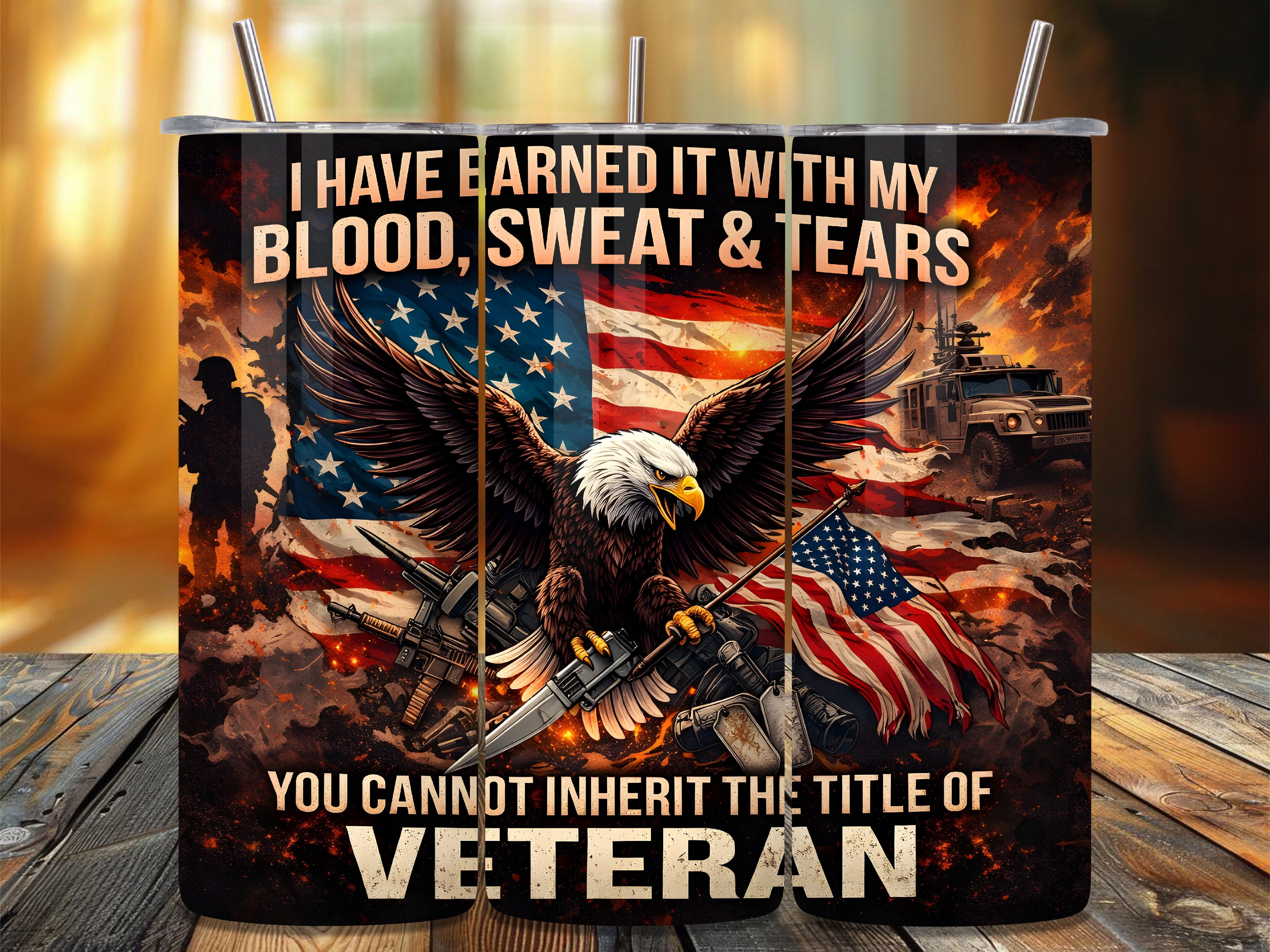 Patriotic American Eagle Veteran Tumbler