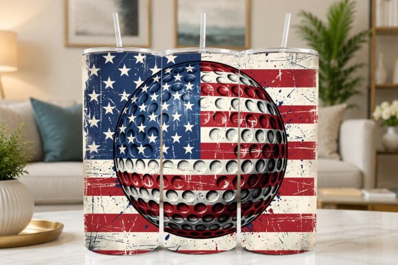 Patriotic American Golf Ball Tumbler