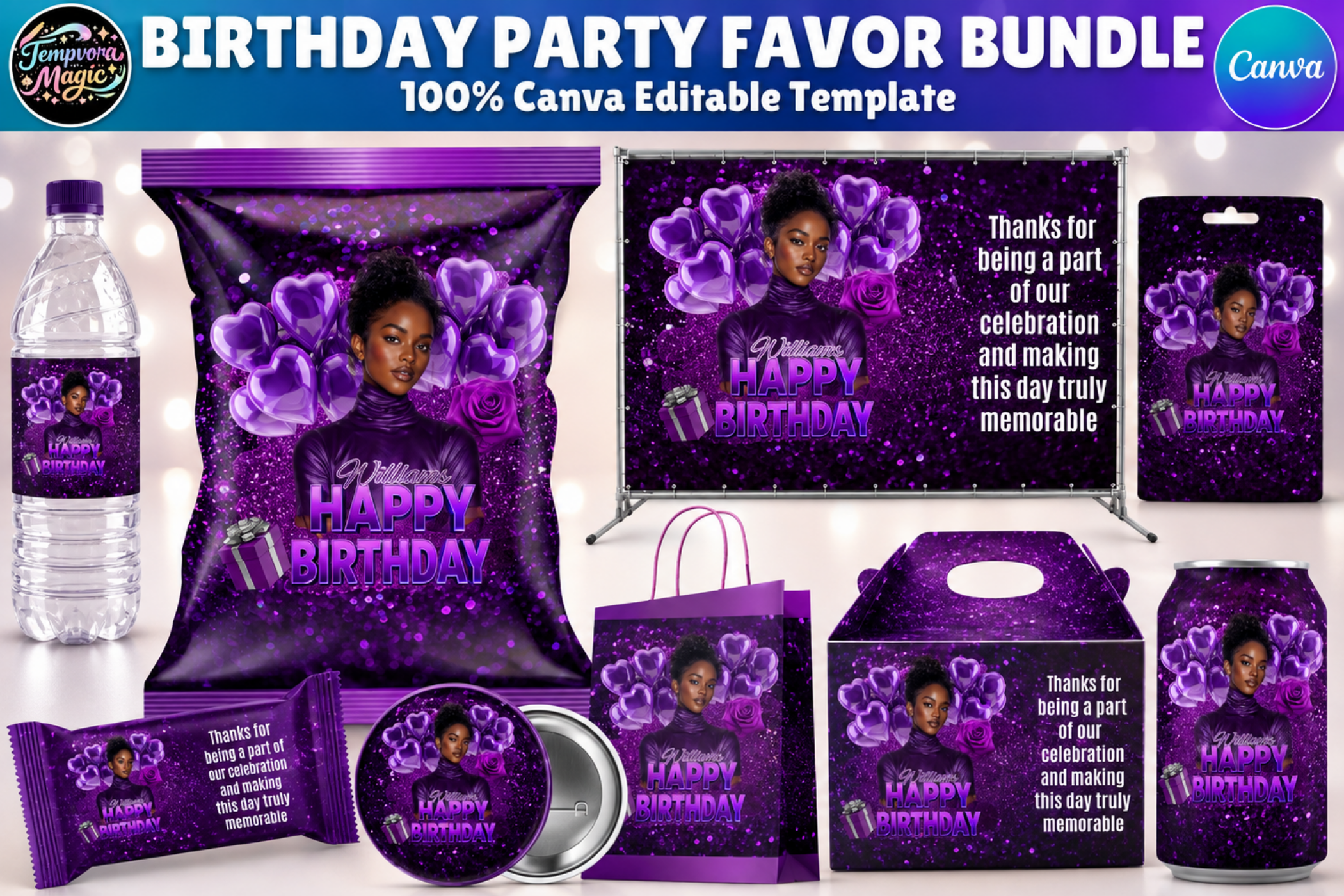 Purple Birthday Party Favor Bundle