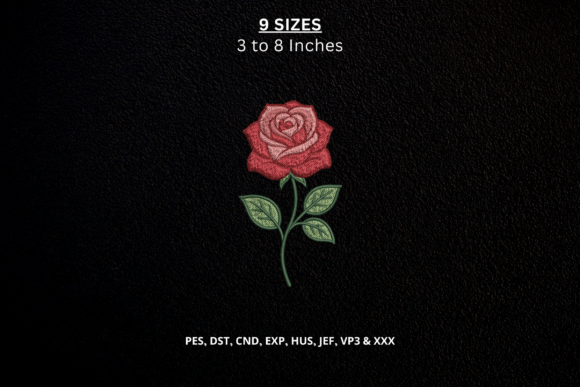 Red Rose Machine Embroidery DST Design