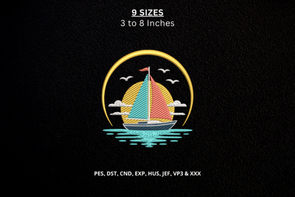Sailboat Sunset Machine Embroidery DST