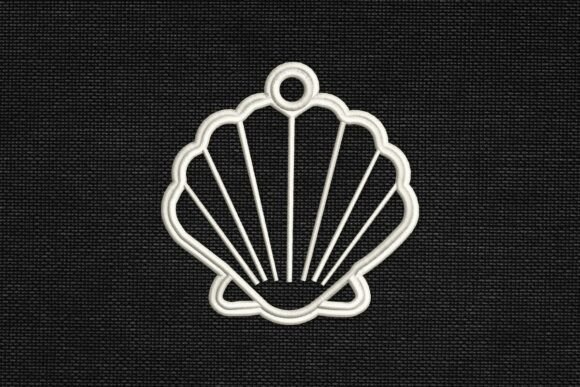 Seashell FSL Outline Bag Tag Embroidery
