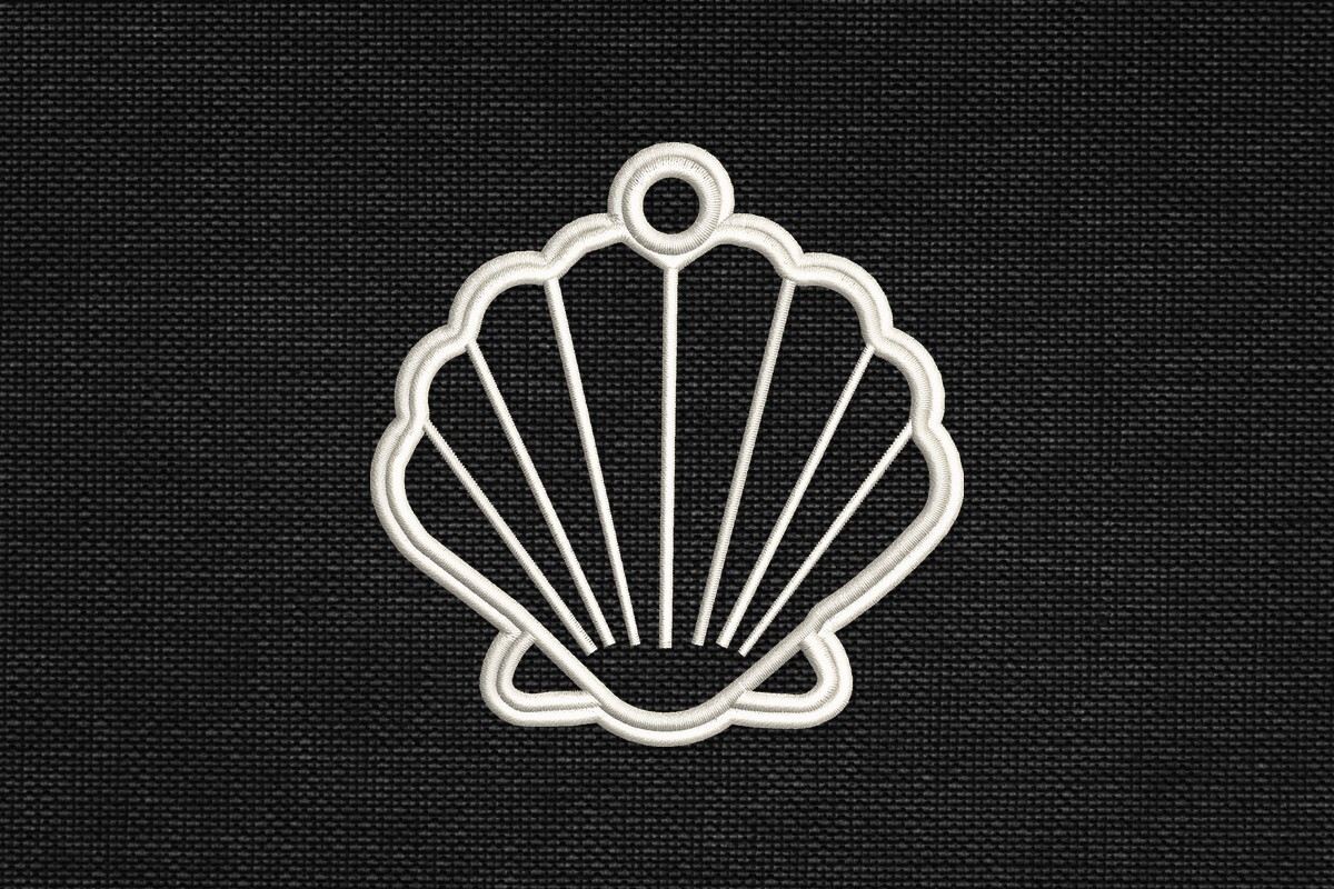 Seashell FSL Outline Bag Tag Embroidery