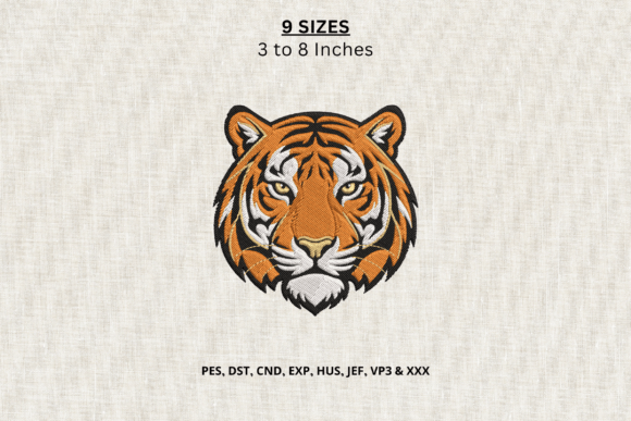 Tiger Face Machine Embroidery Design
