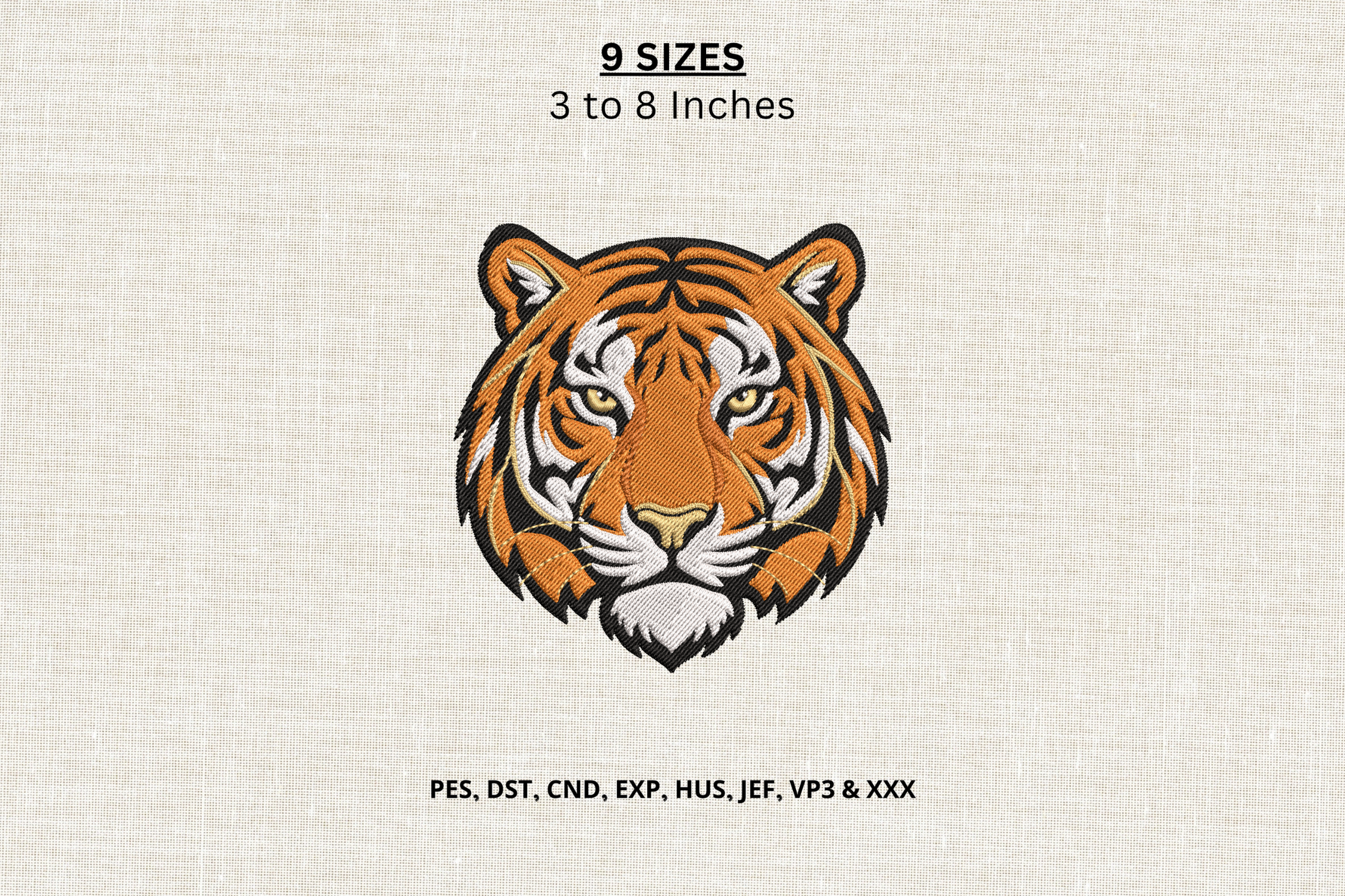 Tiger Face Machine Embroidery Design