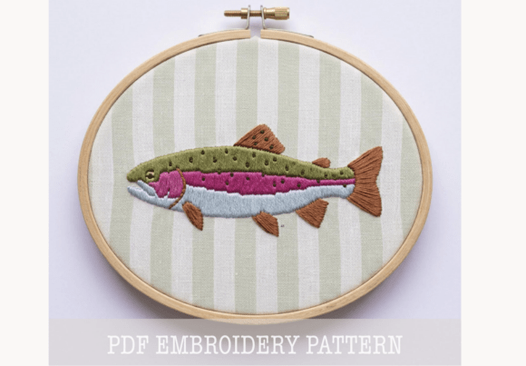 Trout Fish Hand Embroidery PDF Pattern