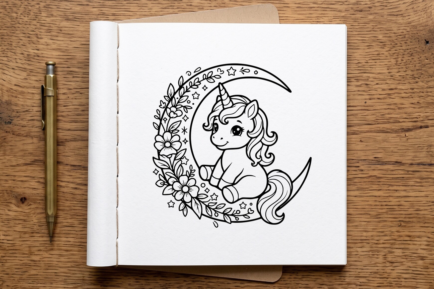 Unicorn Moon Coloring Page