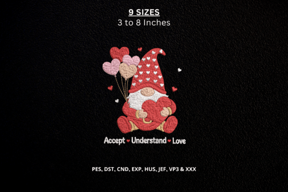 Valentine Gnome with Hearts Machine File