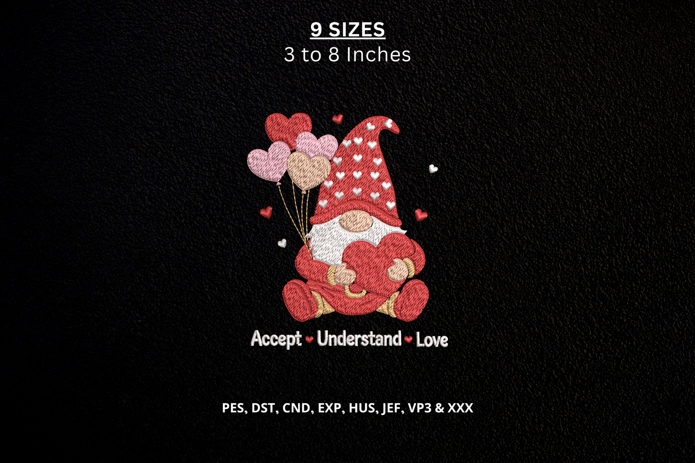 Valentine Gnome with Hearts Machine File