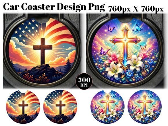 Cross Car Coaster PNG Sublimation