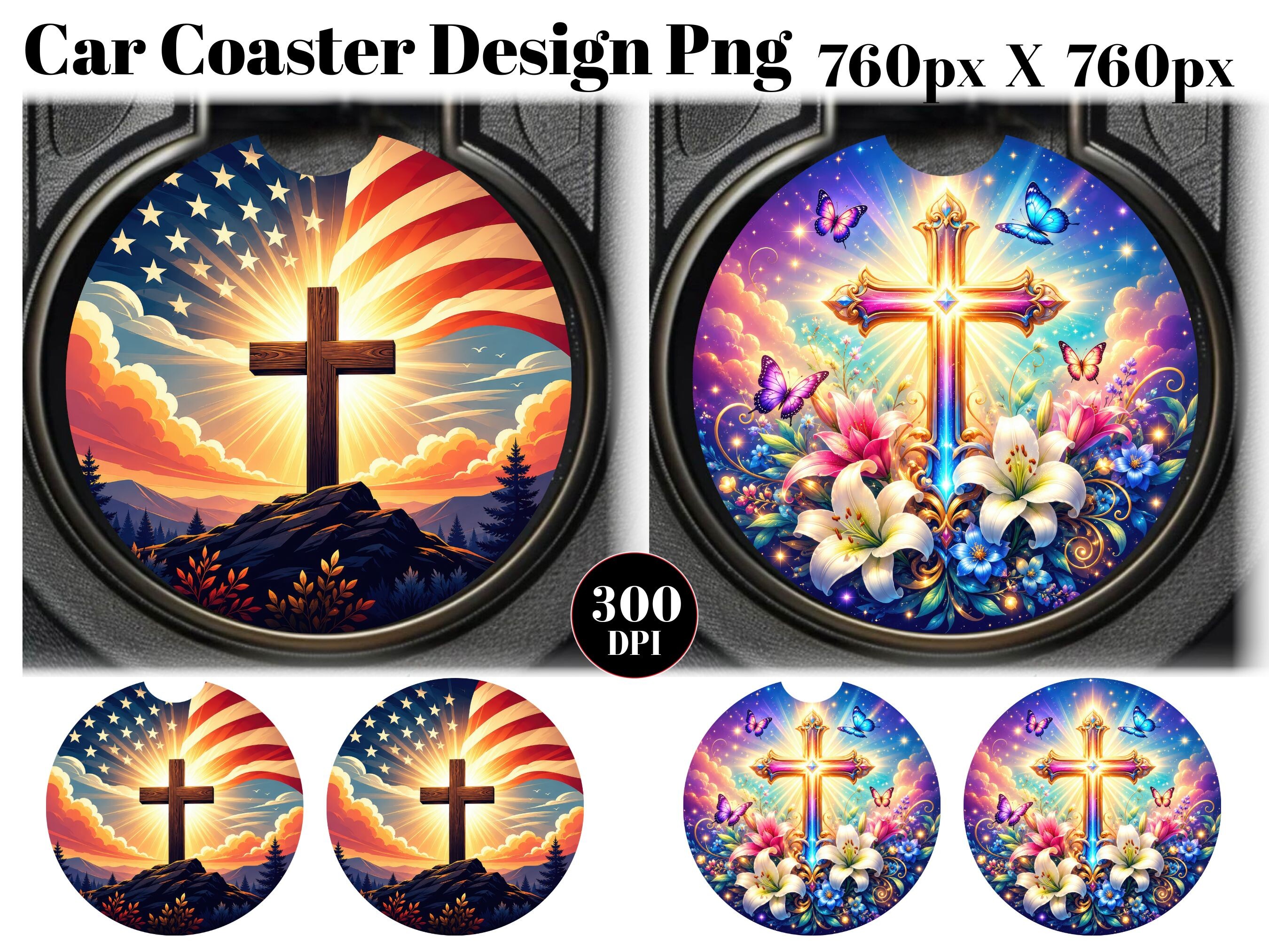 Cross Car Coaster PNG Sublimation